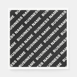 Bold Repeating Editable Name   Simple Black White Napkin