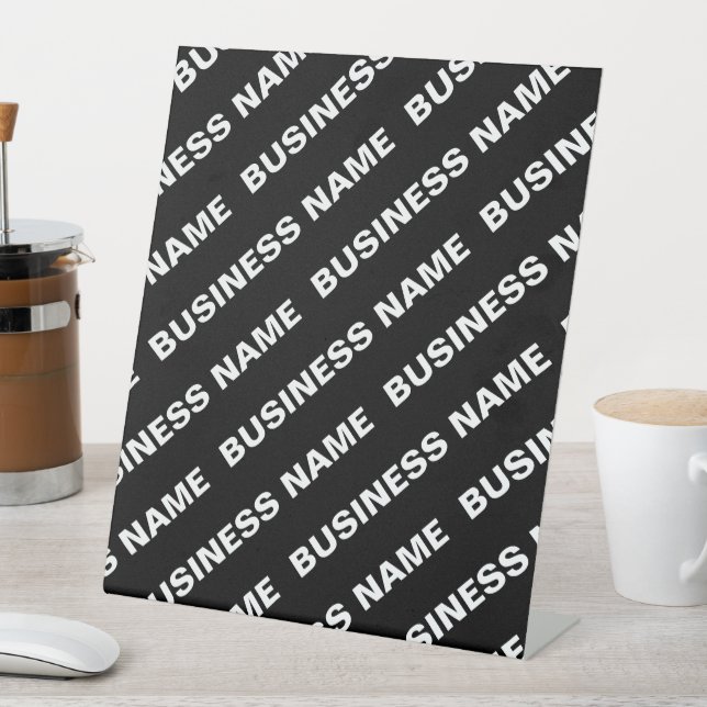 Bold Repeating Editable Name | Simple Black White Pedestal Sign (In SItu)