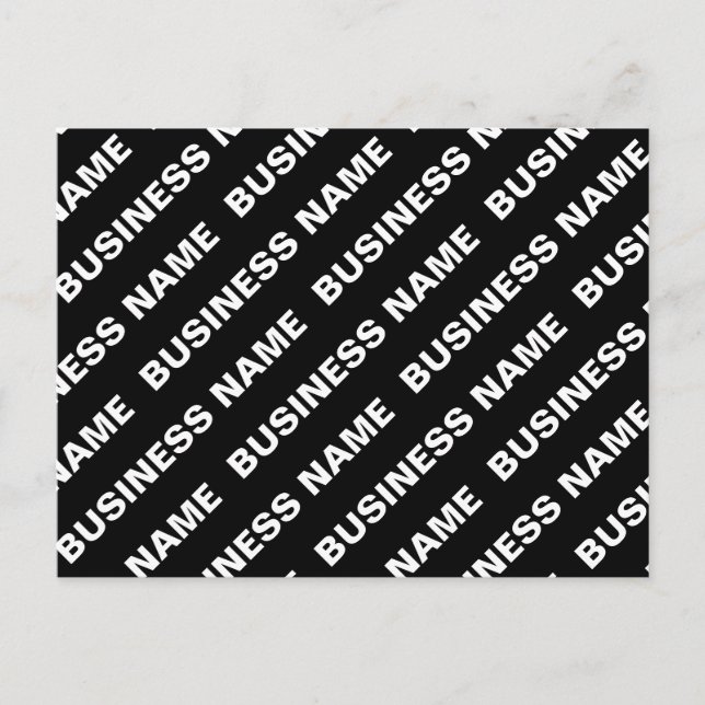 Bold Repeating Editable Name | Simple Black White Postcard (Front)
