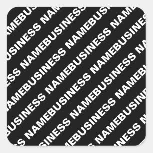 Bold Repeating Editable Name   Simple Black White Square Sticker