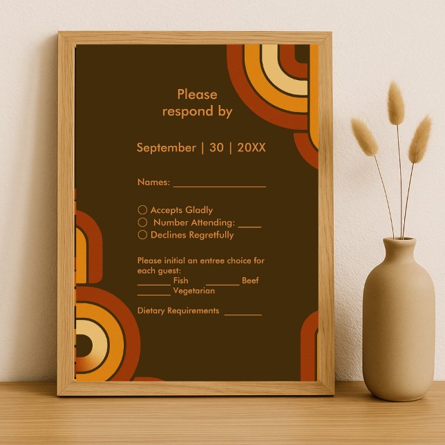 Bold Retro 1970s Wedding  RSVP Card (Creator Uploaded)