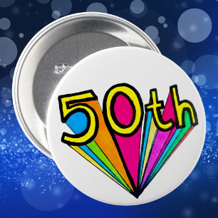 Bold Retro 50th Birthday Celebration Design 7.5 Cm Round Badge