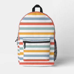 Bold Retro 70s Horizontal Stripes Orange Teal And Printed Backpack