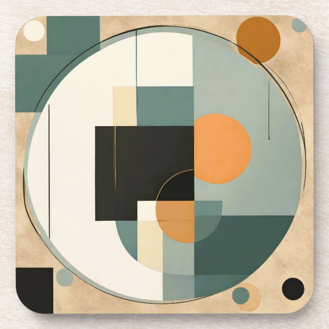 Bold Retro: Abstract Circles & Rectangles  Coaster (Front)