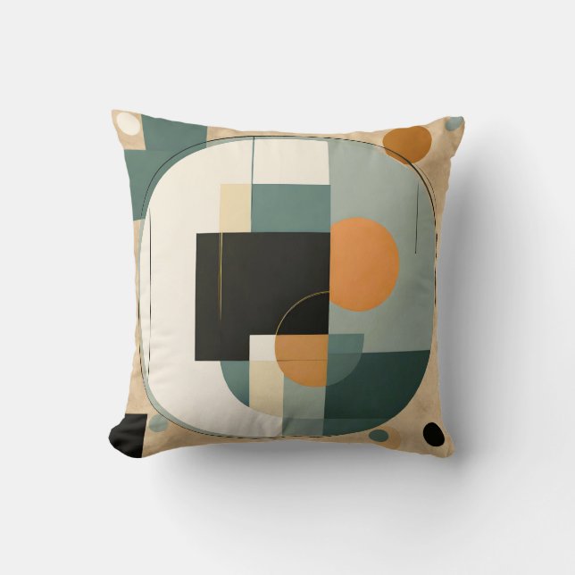 Bold Retro: Abstract Circles & Rectangles  Cushion (Front)