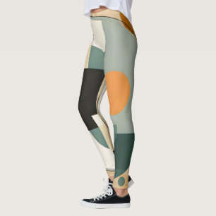 Bold Retro: Abstract Circles & Rectangles  Leggings