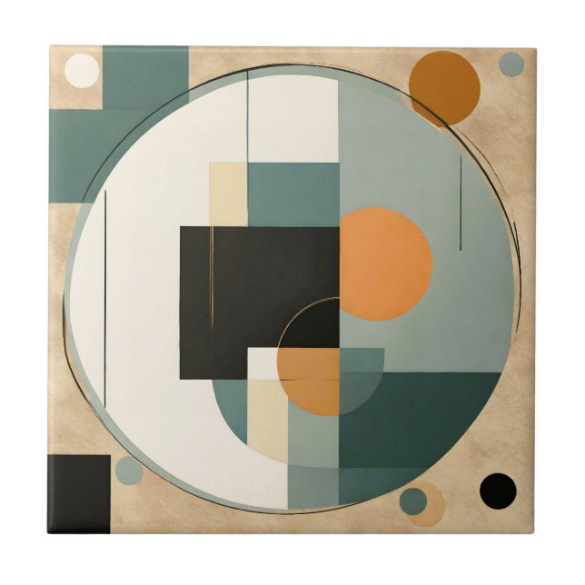 Bold Retro: Abstract Circles & Rectangles  Tile (Front)