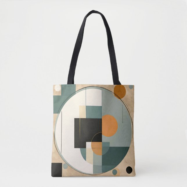Bold Retro: Abstract Circles & Rectangles  Tote Bag (Front)