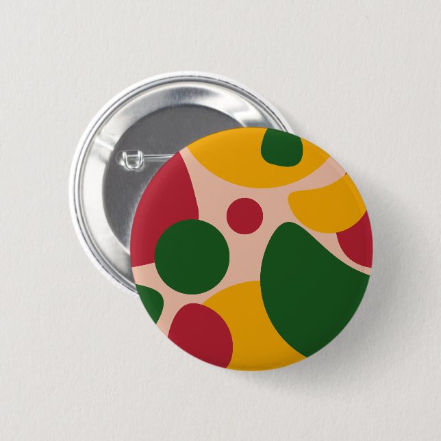 Bold Retro Abstract Shapes Pattern  6 Cm Round Badge (Front & Back)