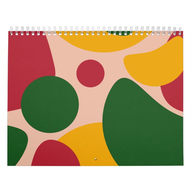 Bold Retro Abstract Shapes Pattern  Calendar (Cover)