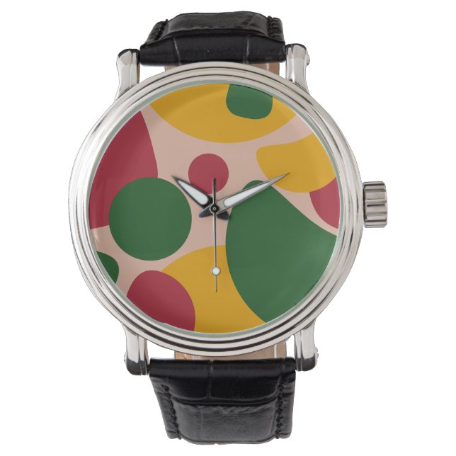 Bold Retro Abstract Shapes Pattern  Watch (Front)