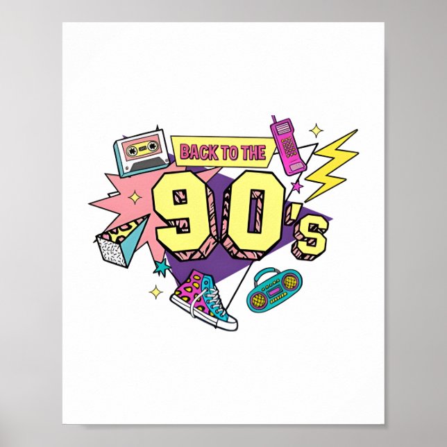 Bold Retro Back to the 90s Art Poster (Front)