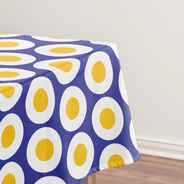 Bold Retro Bright Red White Teal Geometric Pattern Tablecloth (In Situ)