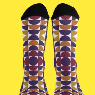 Bold Retro Circles Crew Socks   Colourful Geometri