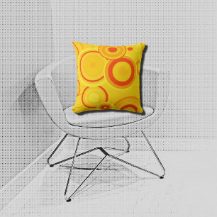 bold retro circles - yellow&orange cushion