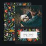 Bold Retro Citrus & Floral | Photo Holiday<br><div class="desc">This stylish holiday photo card features a floral framed greeting on the front and a colourful pattern on the back,  including orange slices,  flowers,  pine boughs,  snowflakes,  berries,  leaves,  and sprigs! All artwork created exclusively by Orabella Prints - you won't find this design anywhere else! :)</div>