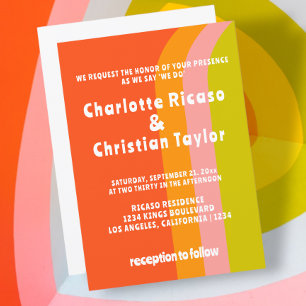 Bold Retro Citrus Wedding Invitation