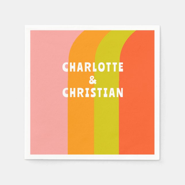 Bold Retro Citrus Wedding Napkin (Front)