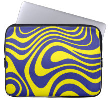 Bold Retro Cobalt Blue Yellow Wavy Pattern 13 inch
