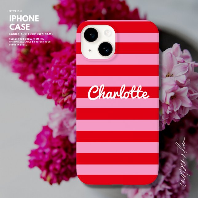 Bold Retro Colourful Red and Pink Custom Case-Mate iPhone Case (Creator Uploaded)