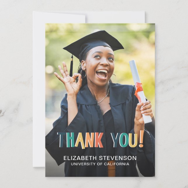 Bold retro colours Graduation thank you photo (Front)