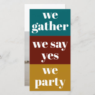 Bold Retro Colours Typography Photo Wedding Save The Date