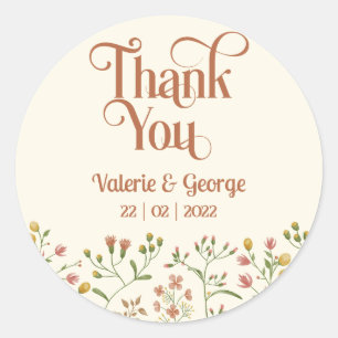 Bold Retro Earthy Tones   Thank You Round Sticker