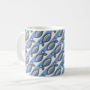 Bold retro fish blue throw pillow coffee mug