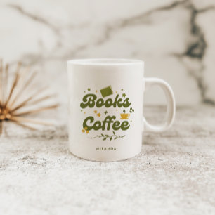 Bold Retro Floral Books & Coffee Book Lover Coffee Coffee Mug