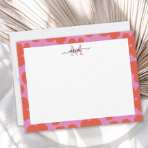 Bold Retro Floral Pink and Orange Monogram 
