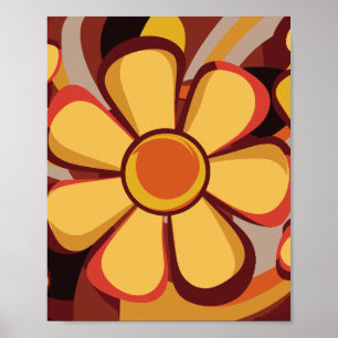 Bold Retro Floral Swirl Design Poster
