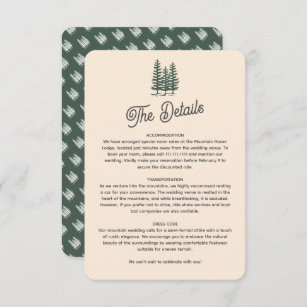 Bold Retro Green Mountain Forest Wedding Enclosure Card