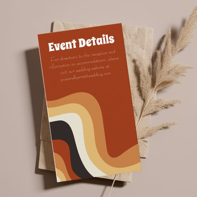 Bold Retro Groovy 70s Boho Wedding Event Details Enclosure Card (Creator Uploaded)