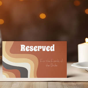 Bold Retro Groovy 70s Wavy Boho Wedding Reserved Place Card