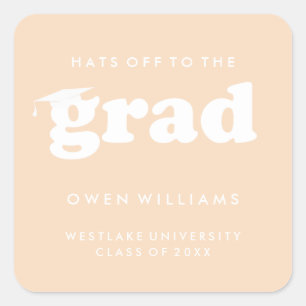BOLD RETRO HATS OFF TO THE GRAD GRADUATION STICKER