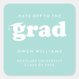BOLD RETRO HATS OFF TO THE GRAD GRADUATION STICKER