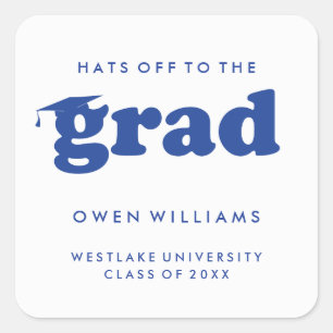 BOLD RETRO HATS OFF TO THE GRAD GRADUATION STICKER