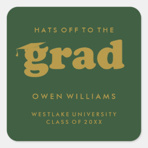 BOLD RETRO HATS OFF TO THE GRAD GRADUATION STICKER