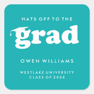BOLD RETRO HATS OFF TO THE GRAD GRADUATION STICKER