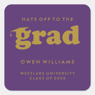 BOLD RETRO HATS OFF TO THE GRAD GRADUATION STICKER
