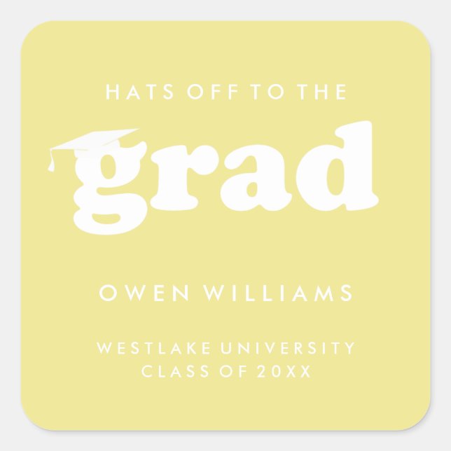 BOLD RETRO HATS OFF TO THE GRAD GRADUATION STICKER (Front)