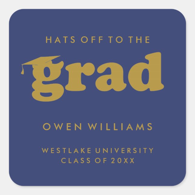 BOLD RETRO HATS OFF TO THE GRAD GRADUATION STICKER (Front)