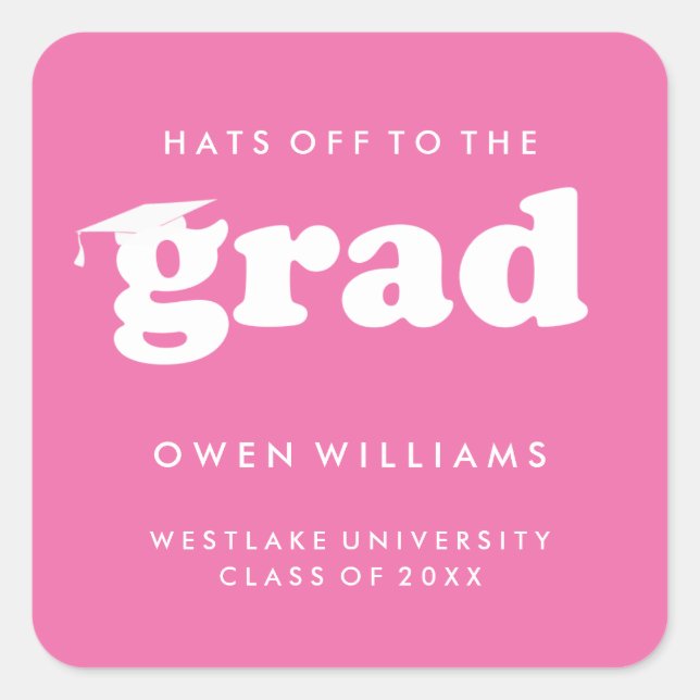 BOLD RETRO HATS OFF TO THE GRAD GRADUATION STICKER (Front)