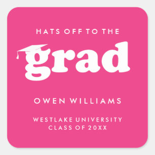 BOLD RETRO HATS OFF TO THE GRAD GRADUATION STICKER