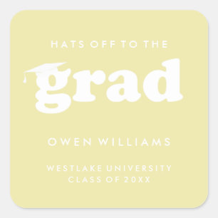 BOLD RETRO HATS OFF TO THE GRAD GRADUATION STICKER