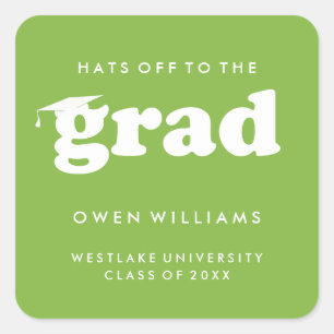 BOLD RETRO HATS OFF TO THE GRAD GRADUATION STICKER