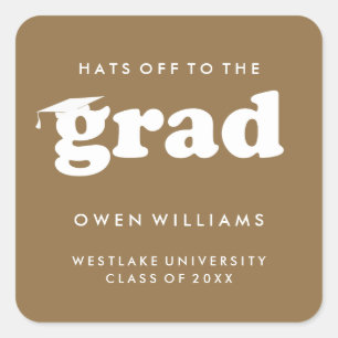 BOLD RETRO HATS OFF TO THE GRAD GRADUATION STICKER