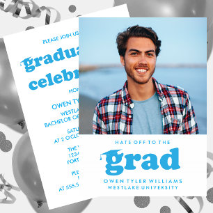 BOLD RETRO HATS OFF TO THE GRAD PHOTO GRAD INVITE