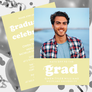 BOLD RETRO HATS OFF TO THE GRAD PHOTO GRAD INVITE