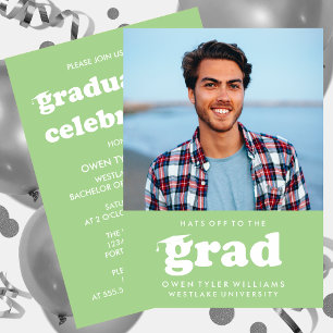 BOLD RETRO HATS OFF TO THE GRAD PHOTO GRAD INVITE